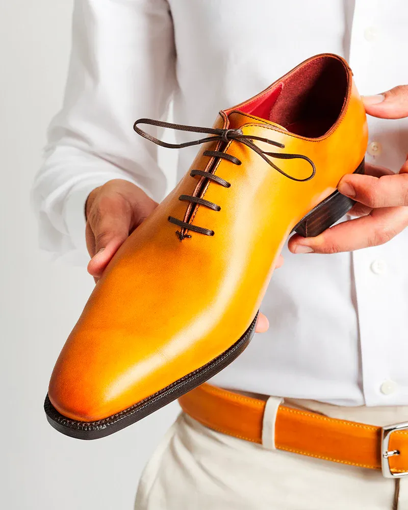 Mustard Wholecut Oxford Shoe Neat Outline Soft Finish