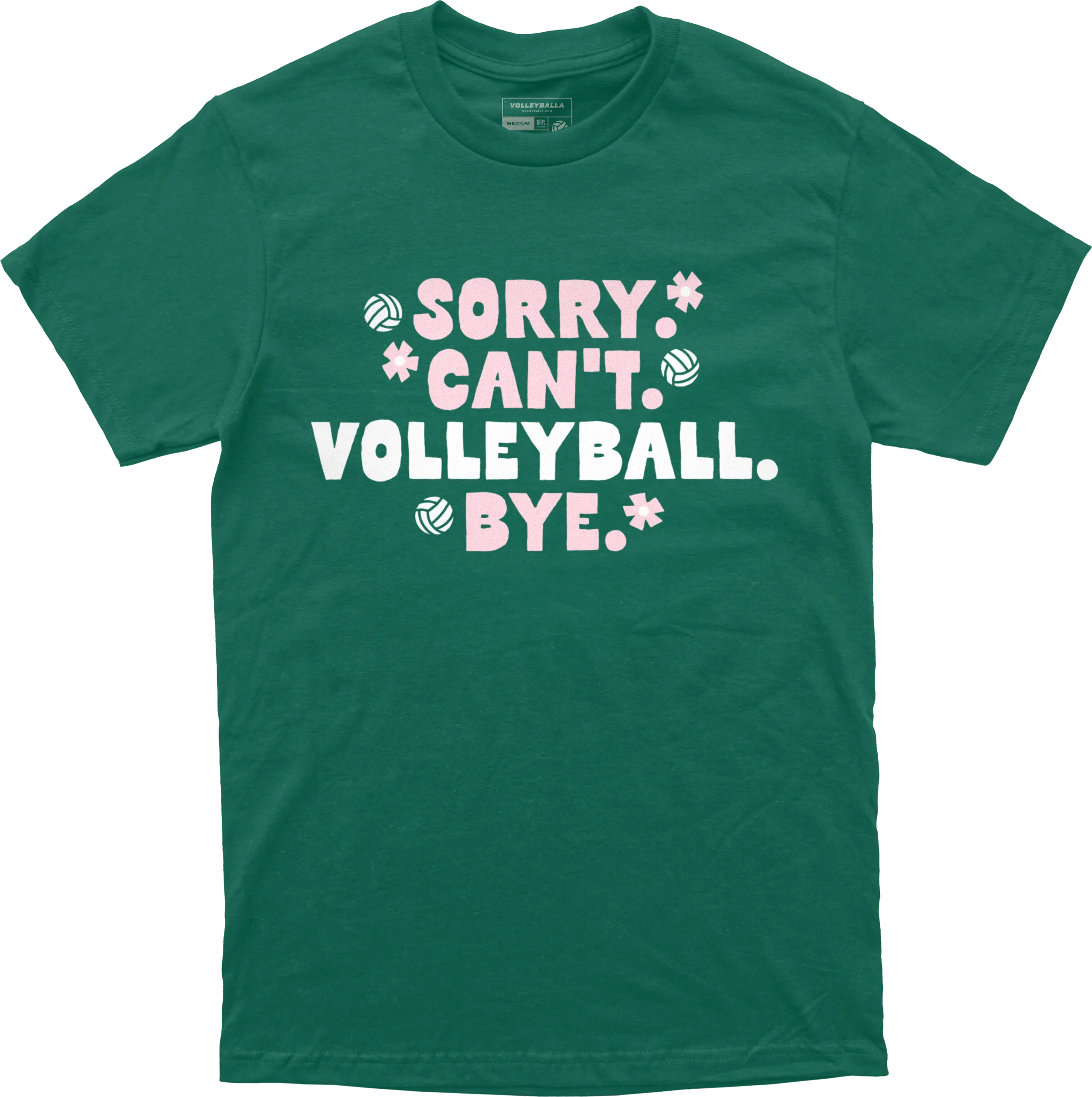 Sorry. Can't. Volleyball. Bye. Tee