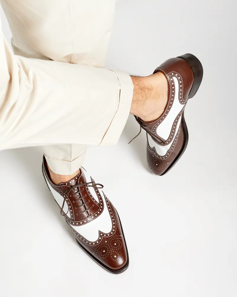 Quick Walk Spectator Oxford Shoe in Brown and White