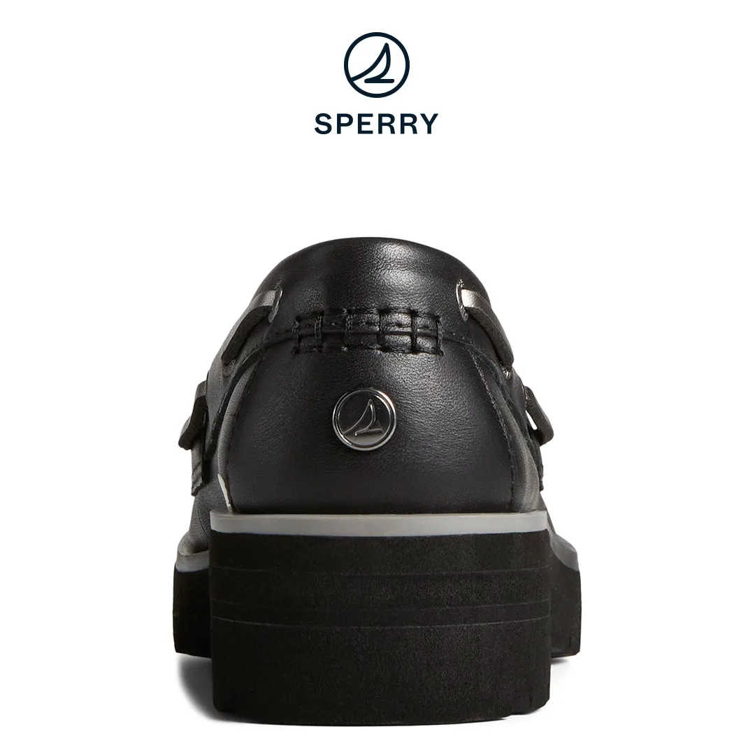 Sperry Women's Chunky 2-Eye Leather Boat Shoe Black (STS89097)