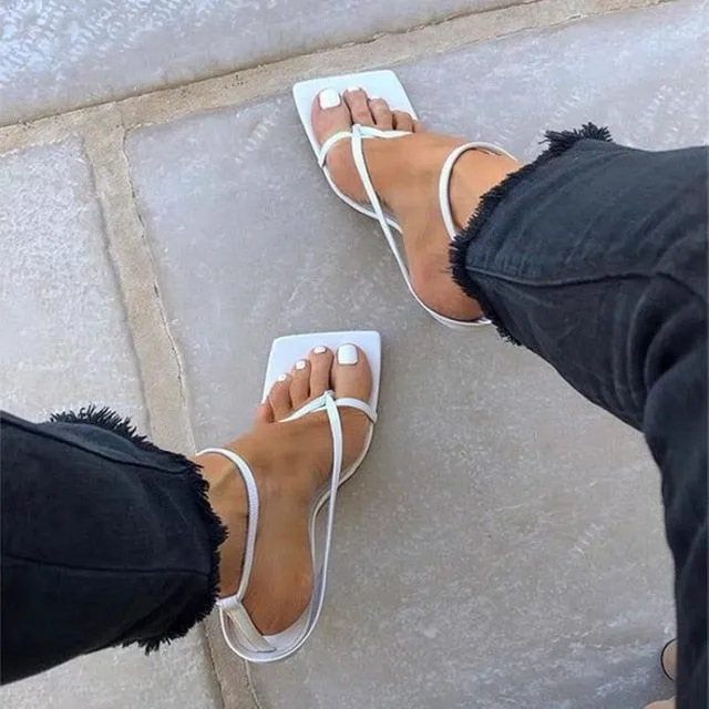 Square Toe Buckle Strap  High Heels