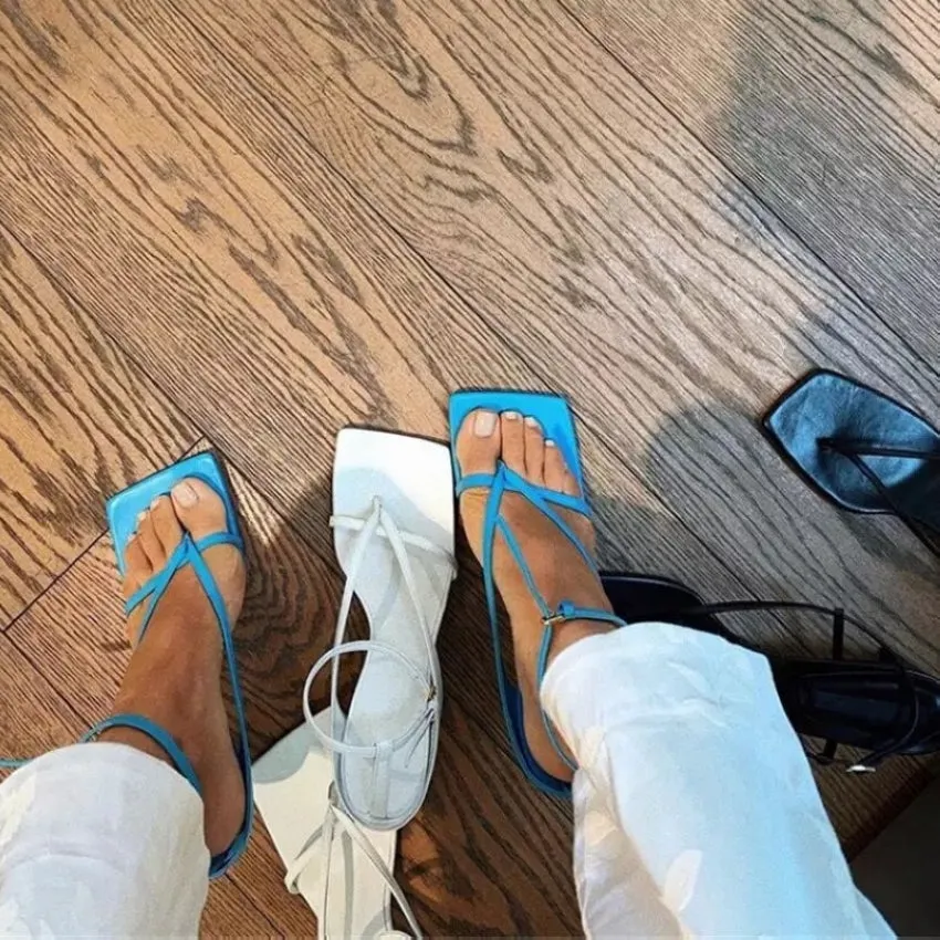 Square Toe Buckle Strap  High Heels