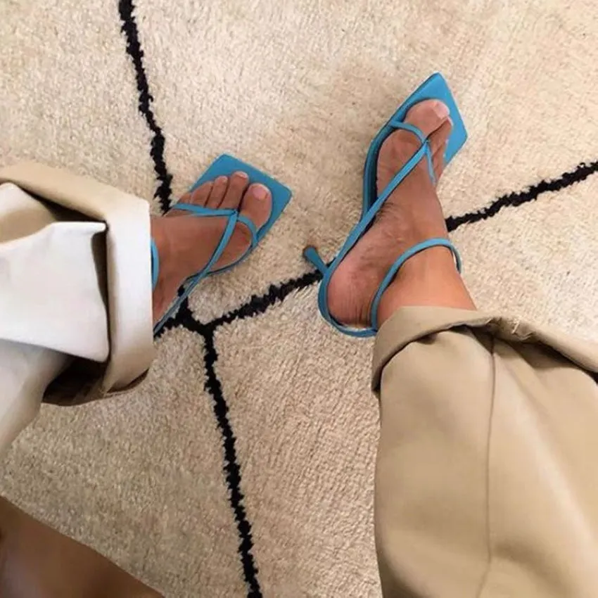Square Toe Buckle Strap  High Heels