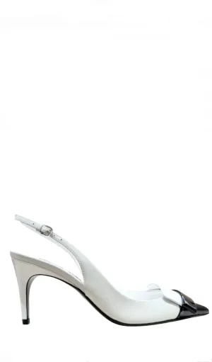 Sr1 White With Black Toe Sling-back