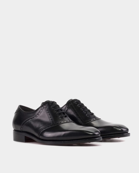 Outlet - Black Calf Saddle Oxford Suede Grain Busy Floor