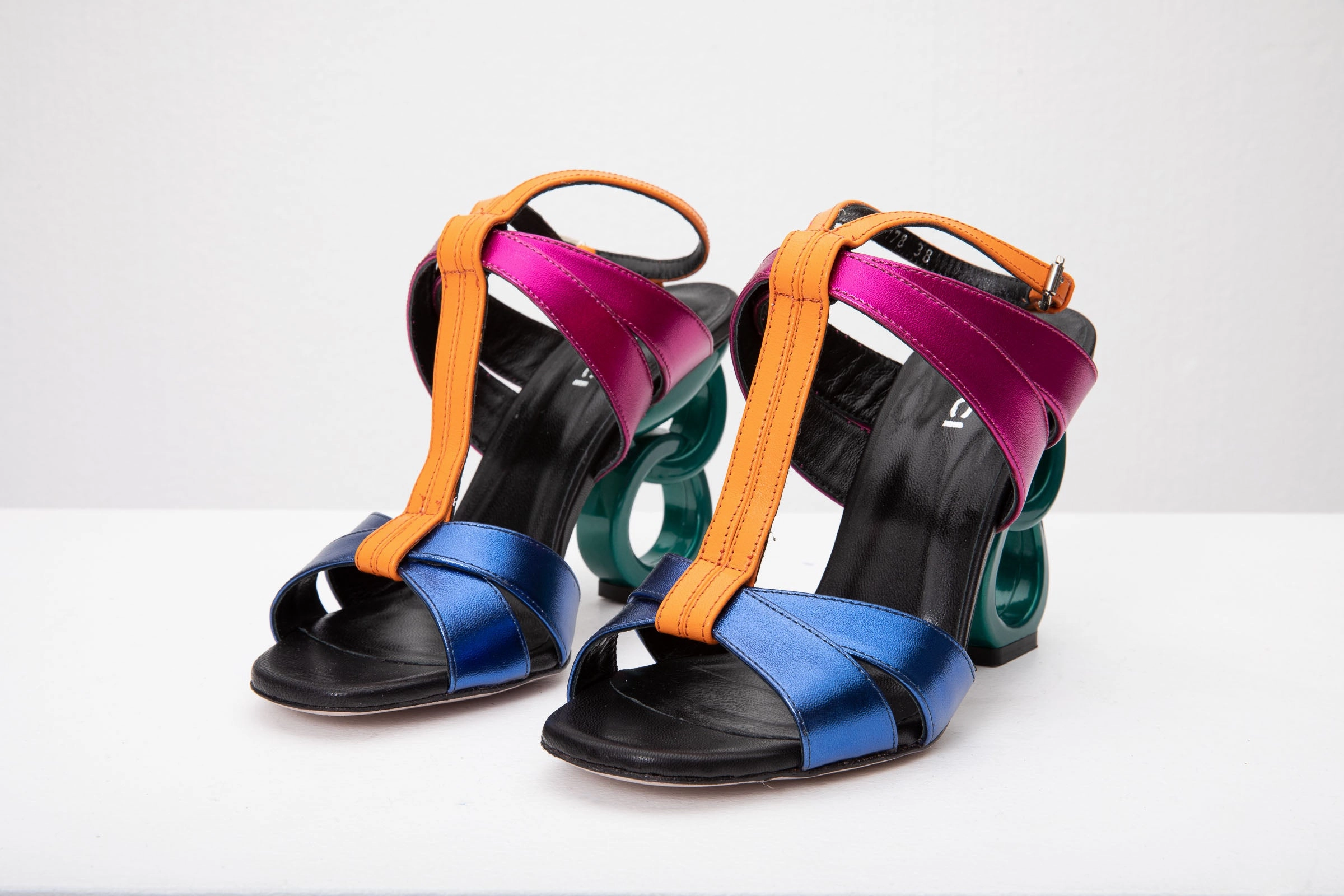 Ventilated The Duffryn Multicolor T-Strap Leather Women Sandal