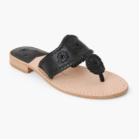 Jacks Wide Width Leather Flat Sandal Travel-Ready Comfort