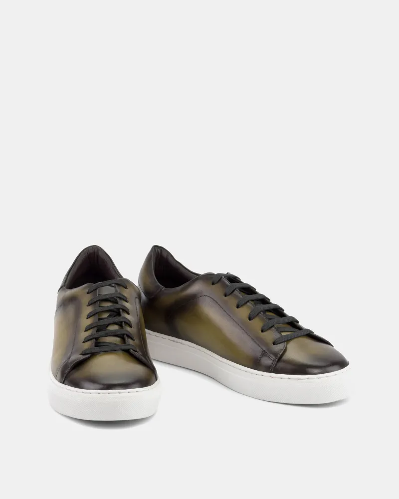 Supportive Heel Olive Burnished Dress Sneaker
