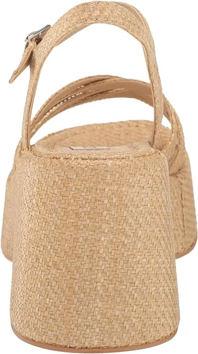 Steve Madden Crazy Raffia Ankle Strap Open Toe Multi Straps Wedge Heeled Sandals