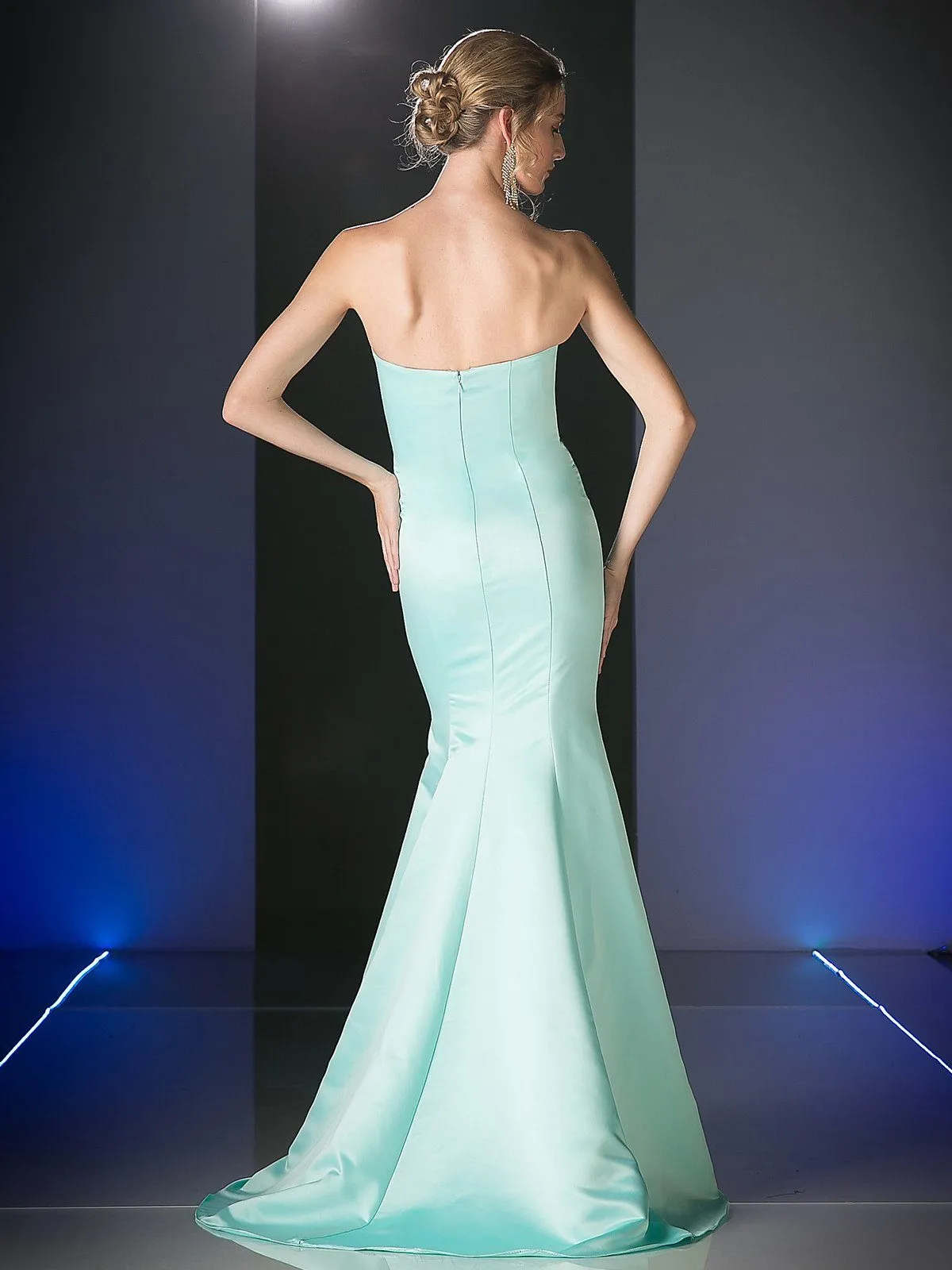 Strapless Trumpet Satin Gown by Cinderella Divine 8792