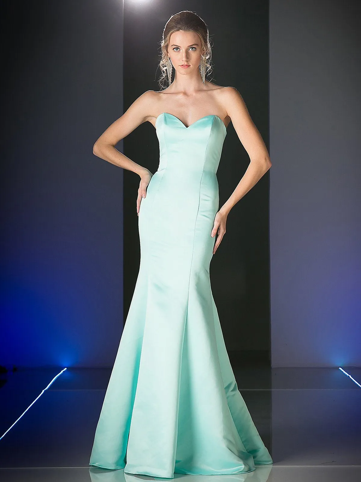 Strapless Trumpet Satin Gown by Cinderella Divine 8792