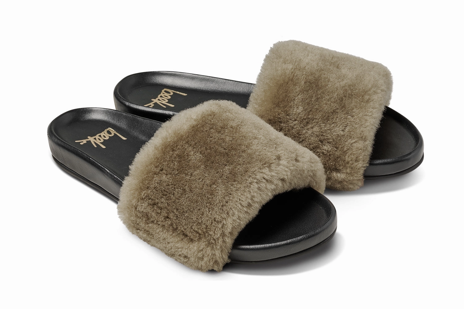 No Buckle Wide Straps GALLITO M??S SHEARLING - Bronze/Black