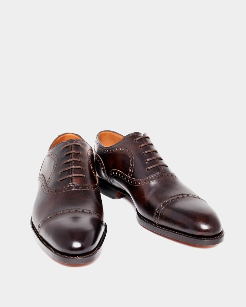 Wide fit Non Irritating Edge Binding Museum Brown Brogue Oxford Shoe