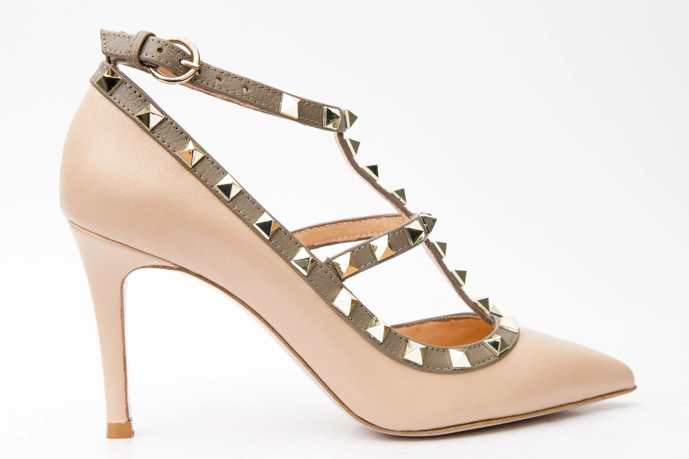 The Lulka Cream Spike Leather Pump Women Shoe Birthday Bash