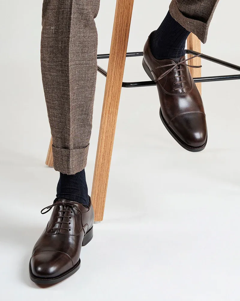 Museum Brown Cap Toe Oxford Dress Shoe Top Fit