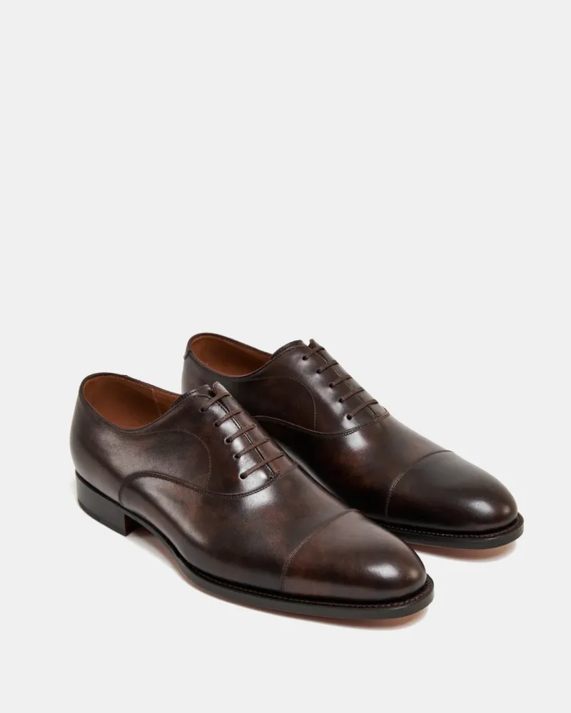 Comfortable Sole Boardroom Ready Museum Brown Cap Toe Oxford Dress Shoe