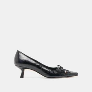 Flexible Sleek Profile CLARIE HEELS MIDNIGHT CRINKLE PATENT LEATHER