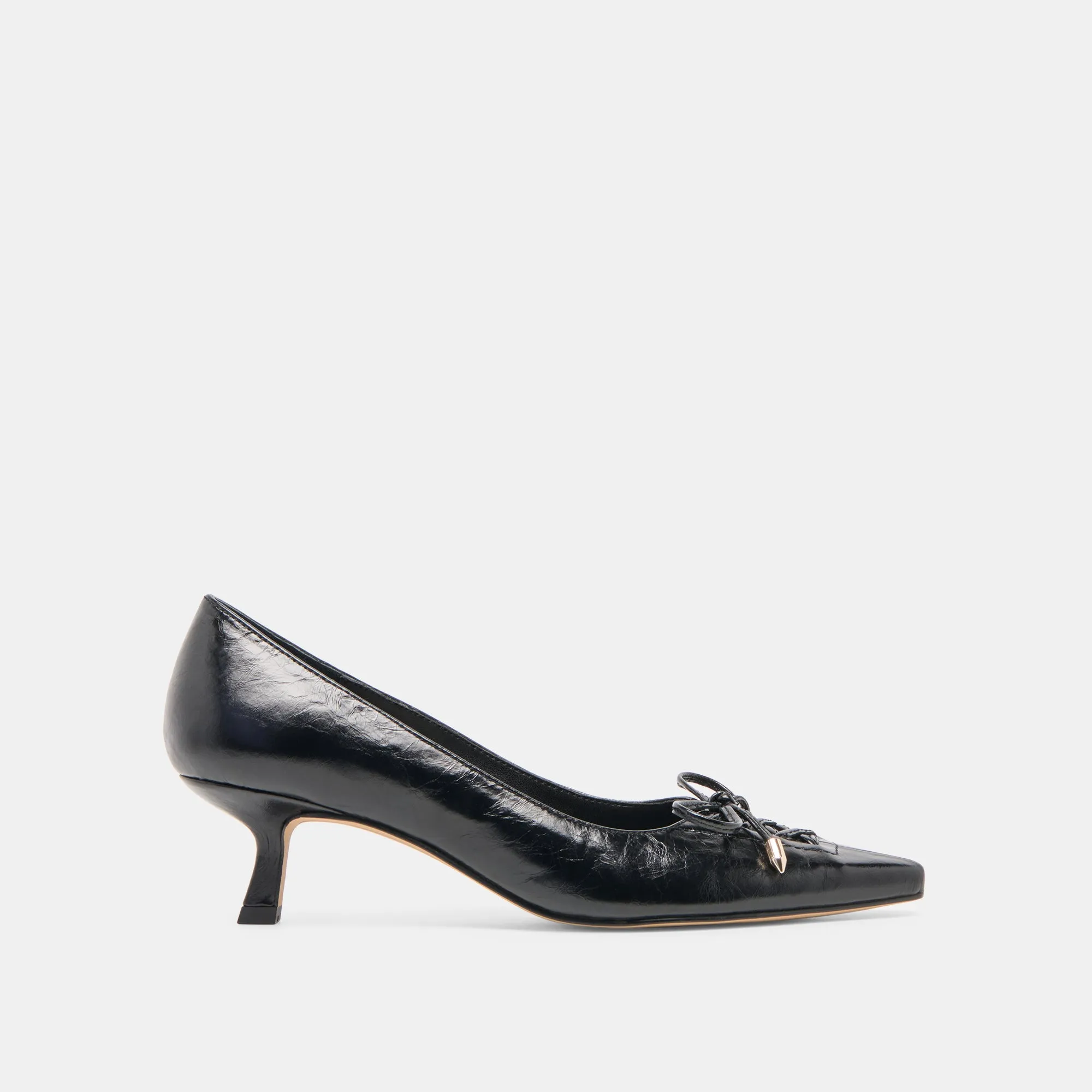 Flexible Sleek Profile CLARIE HEELS MIDNIGHT CRINKLE PATENT LEATHER