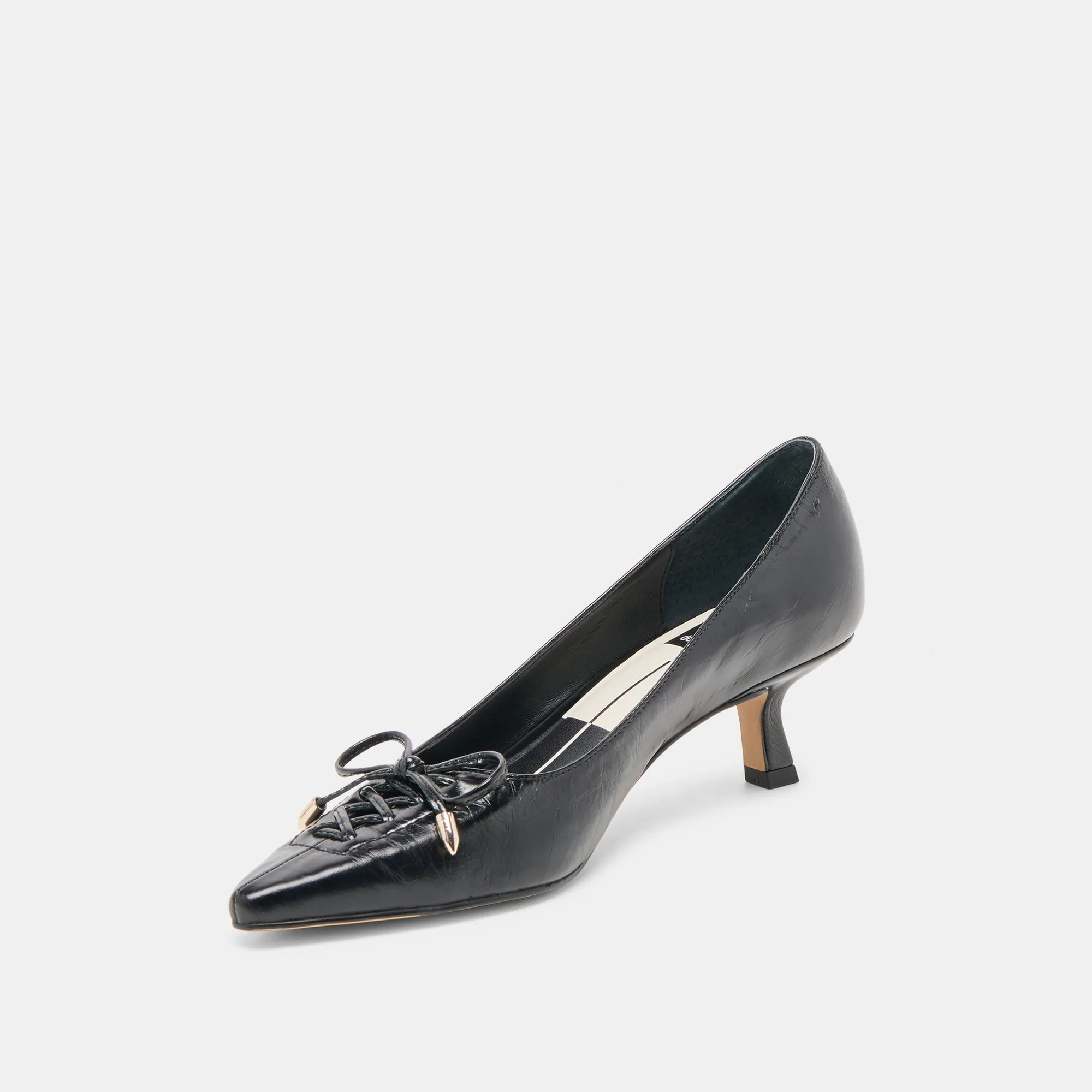 french chic CLARIE HEELS MIDNIGHT CRINKLE PATENT LEATHER