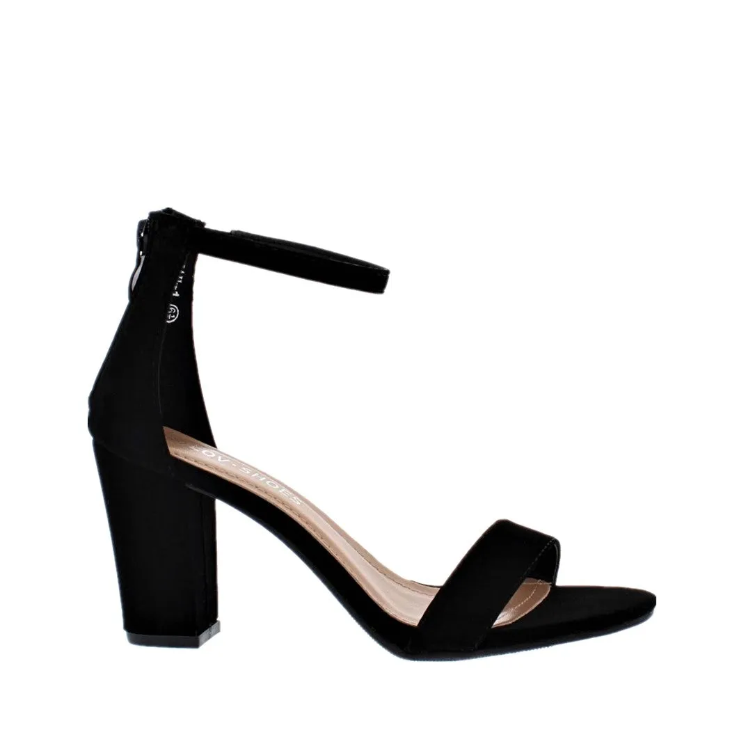 Ankle Strap Mid Chunky Heel (BLACK) City Guard