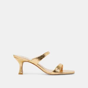 Glittery Shine GENORA HEELS GOLD DISTRESSED LEATHER