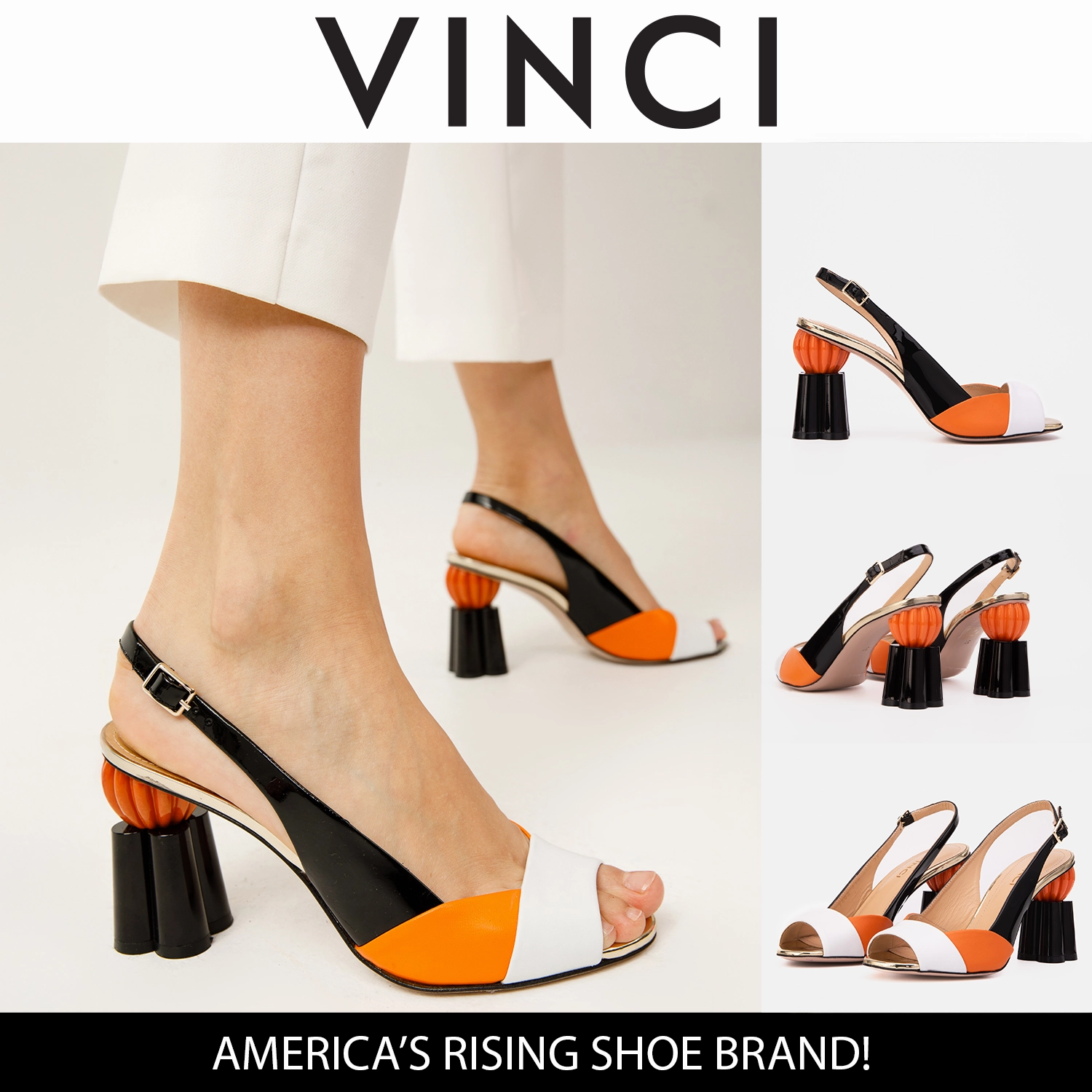 The Rize Multicolor Pumpkin Heel Leather Women Sandal Net Air Low Profile Sidewalls