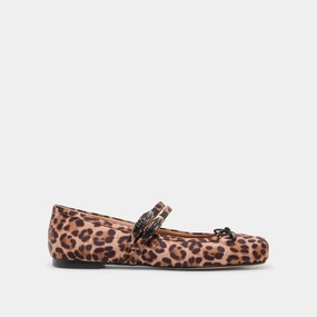 GIBSEN BALLET FLATS DK LEOPARD SATIN Low Heel Peace Path