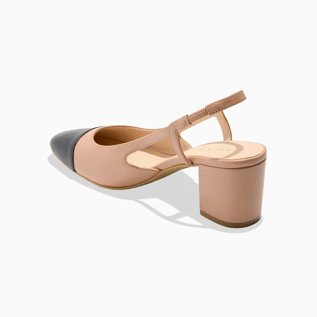 Elegant Shoes Spring Sandals Summer Cap Toe Slingback Heel
