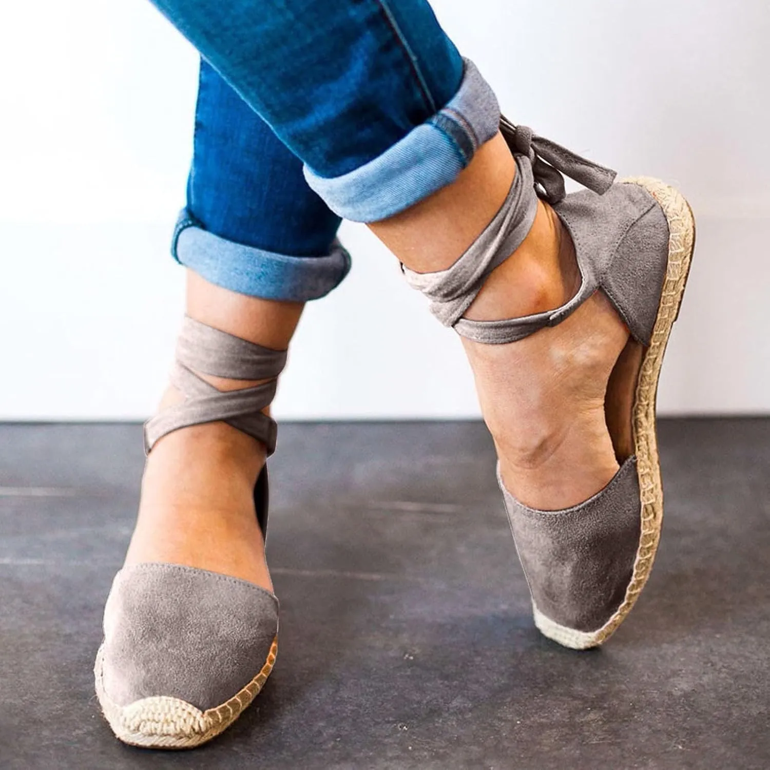Summer Fashion Womens Casual Shoes Flat Lace Up Leisure Sandals Memory Foam Tan Sandals for Women Wedge Heel