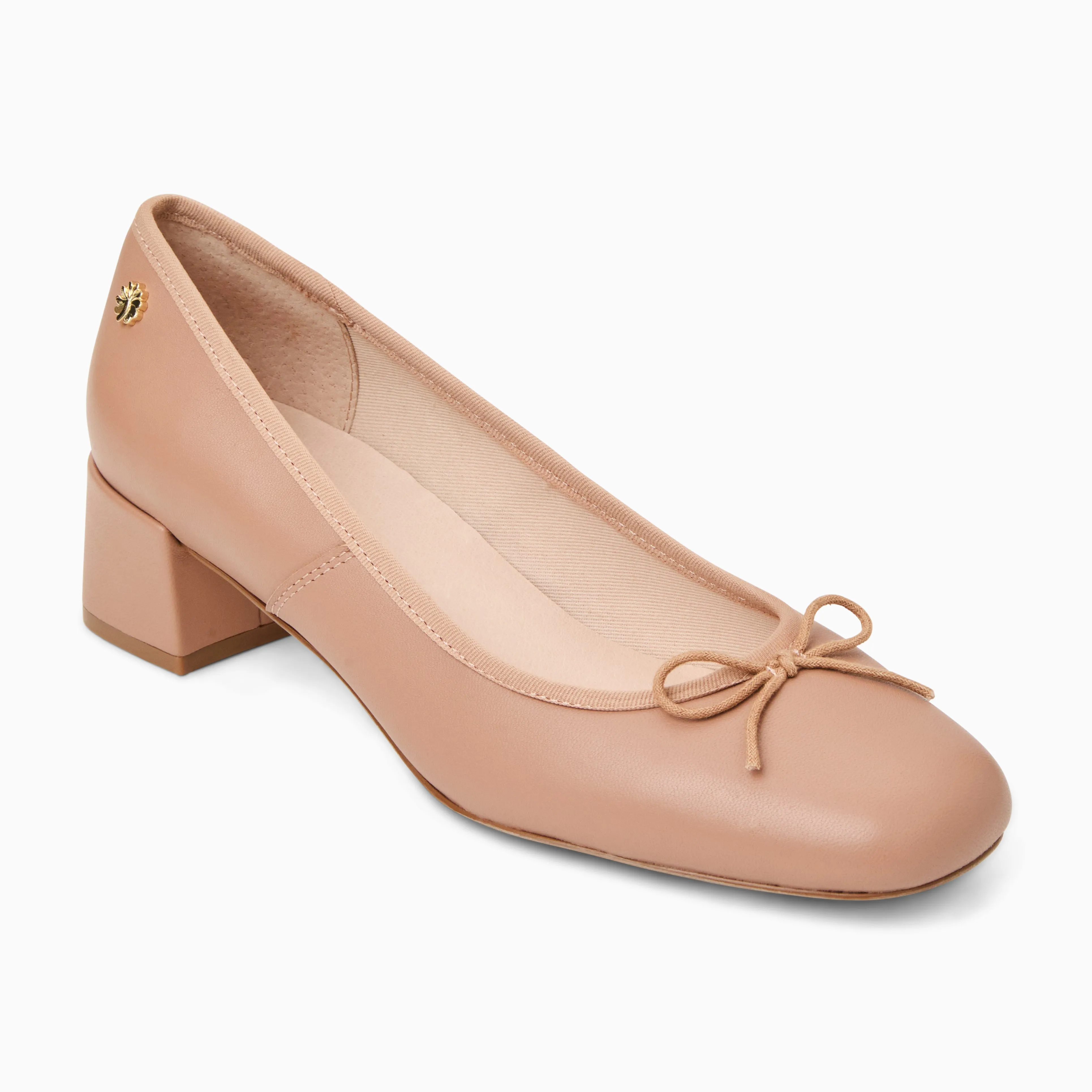 Comfortable fit Maddy Leather Low Block Heel