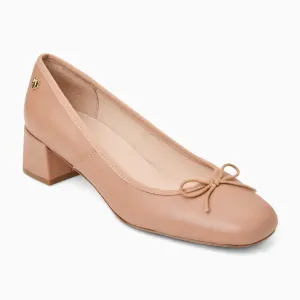 Comfortable fit Maddy Leather Low Block Heel