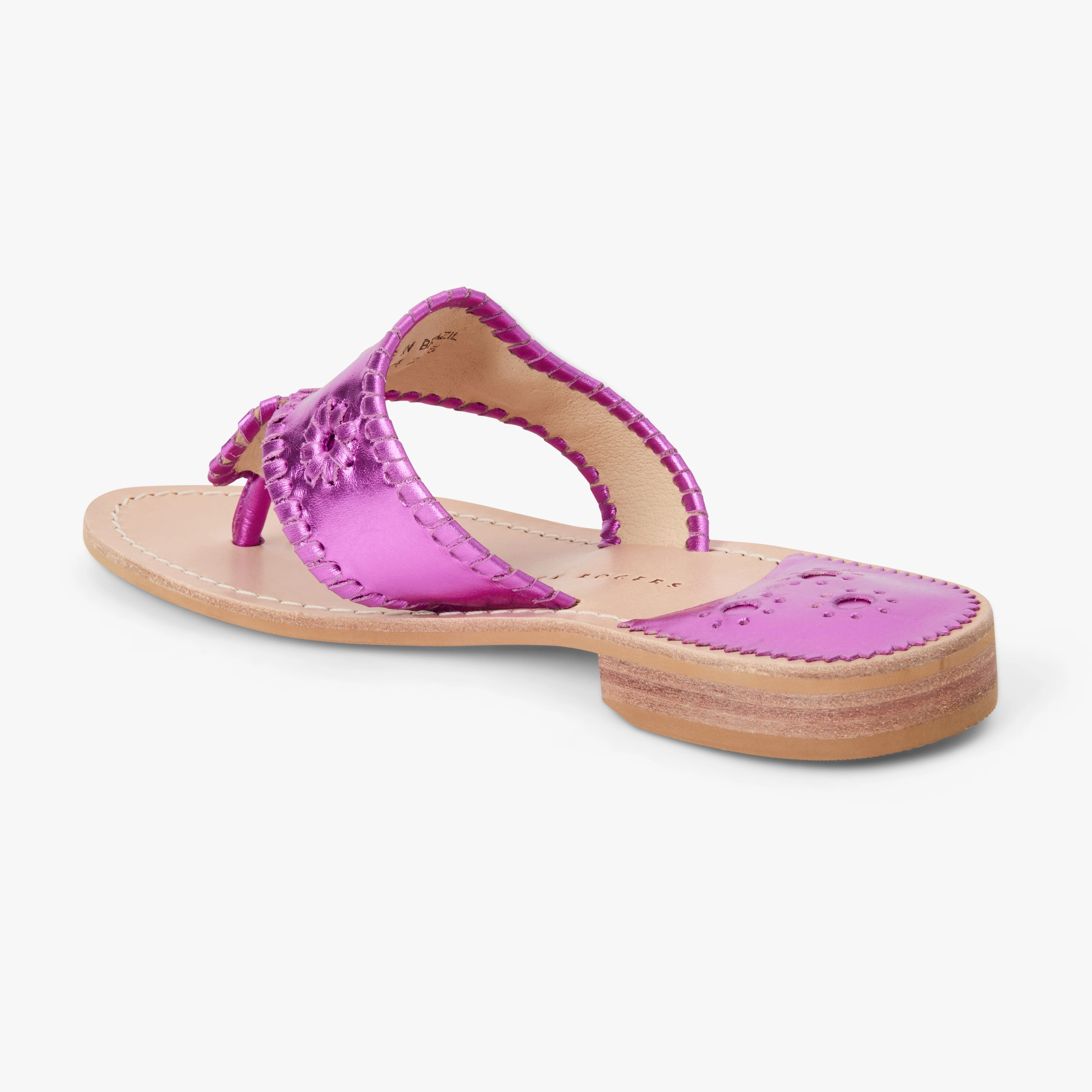 Breathable Footwear Jacks Metallic Leather Flat Sandal