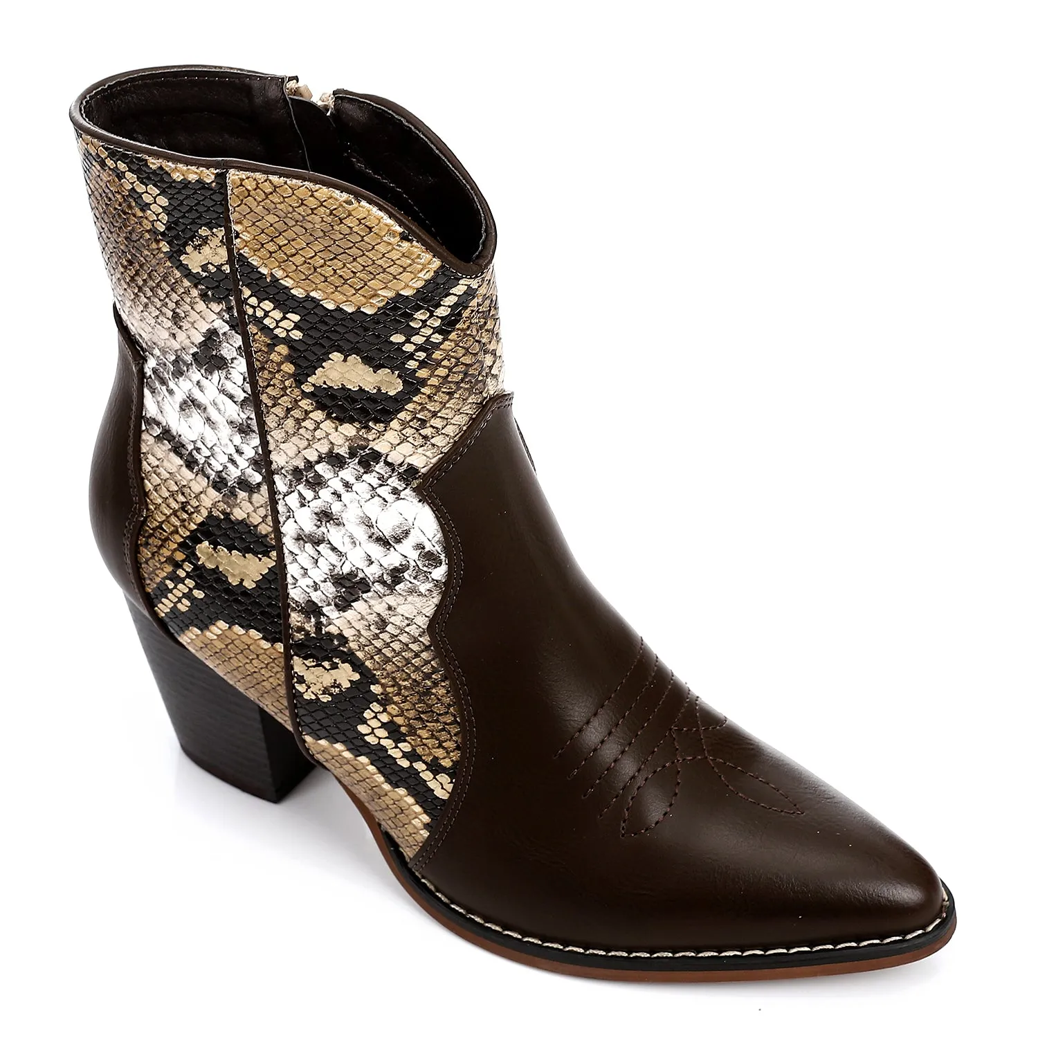 SUN-DVTF-005 Toecap Reptile Ankle Boot