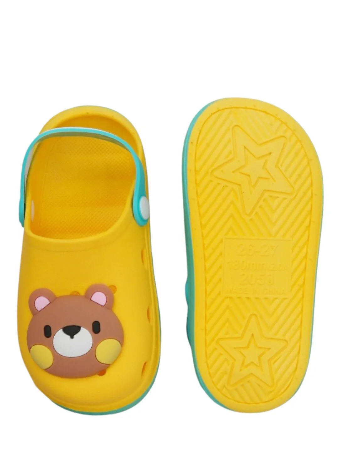 Sunshine Joy Bear Motif Clogs for Kids - Playful Comfort Meets Style
