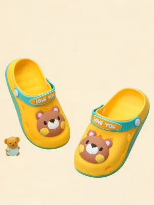 Sunshine Joy Bear Motif Clogs for Kids - Playful Comfort Meets Style