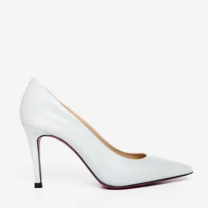 The Ege White Leather Pump Fuchsia Sole Women Shoe Stylish Footwear Plus Curve