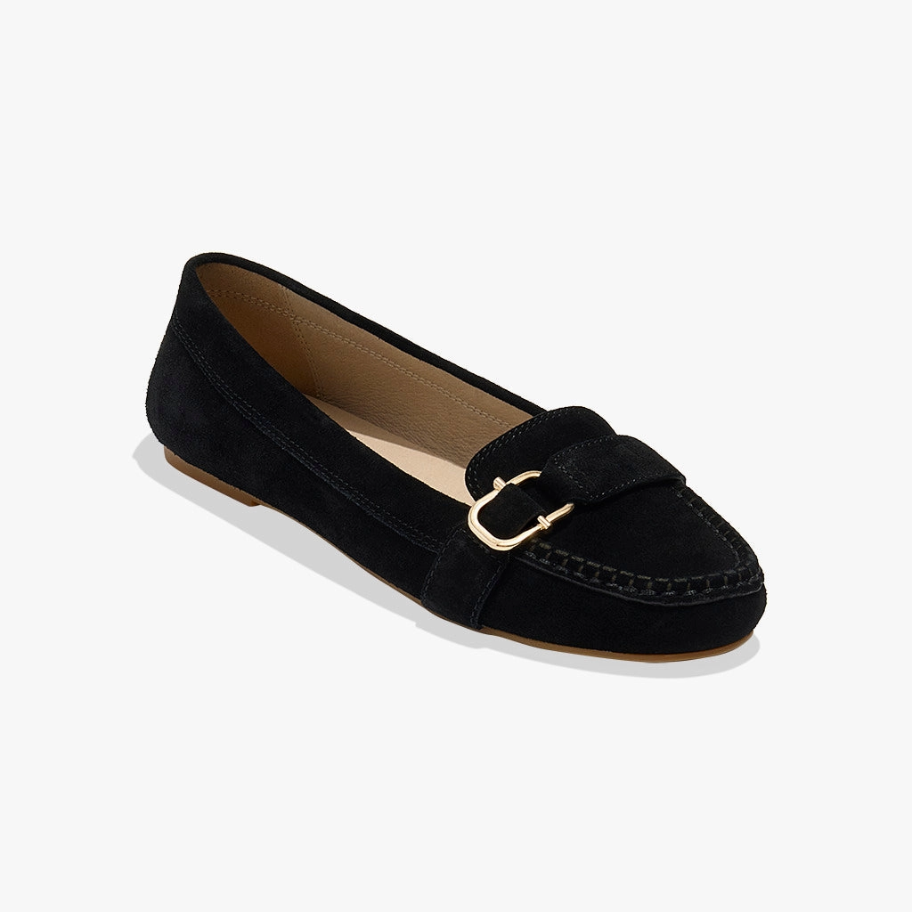 Breathable Slip-Ons Hanover Suede Hardware Flat Moccasin