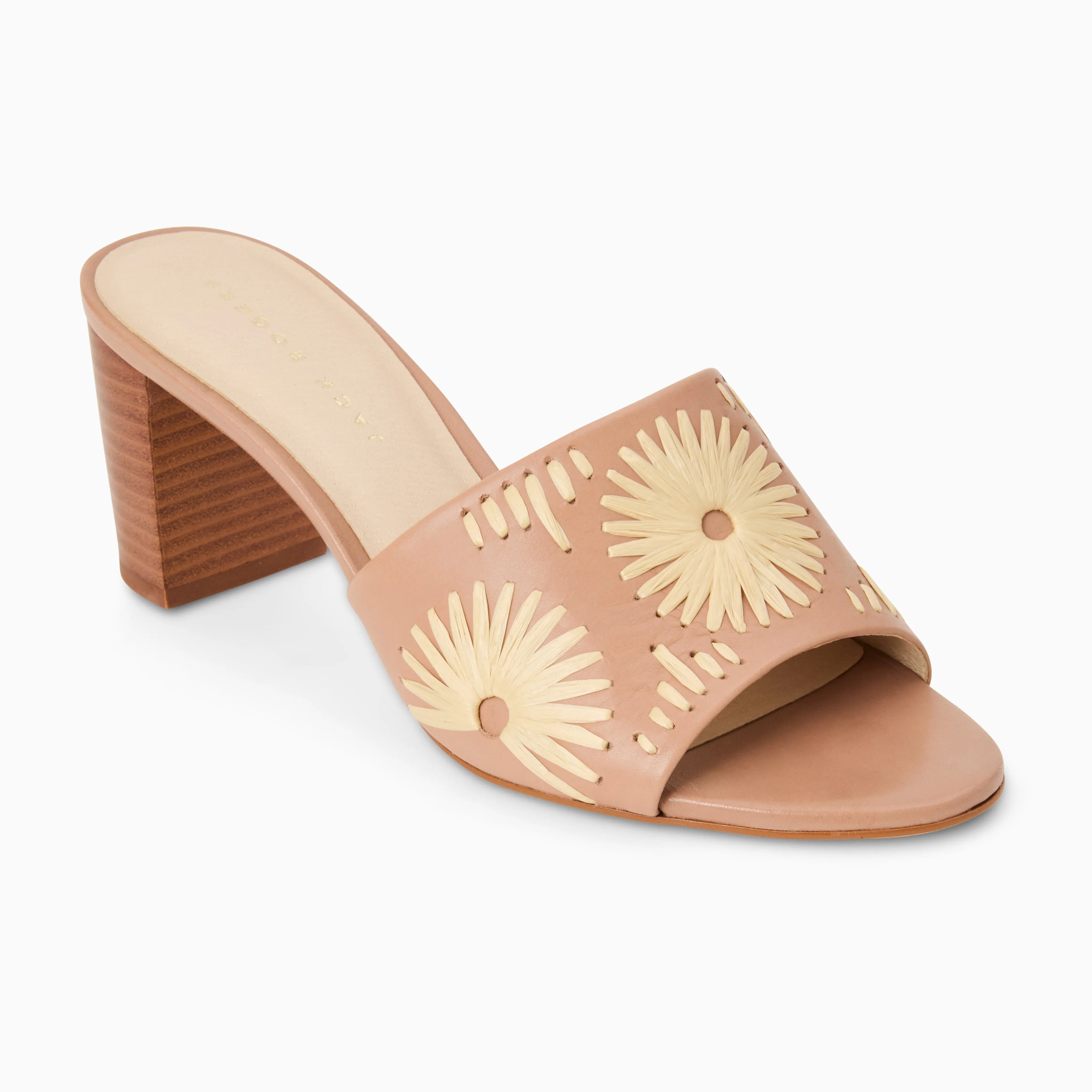 After Dark Susie Leather & Raffia Sandal Heel