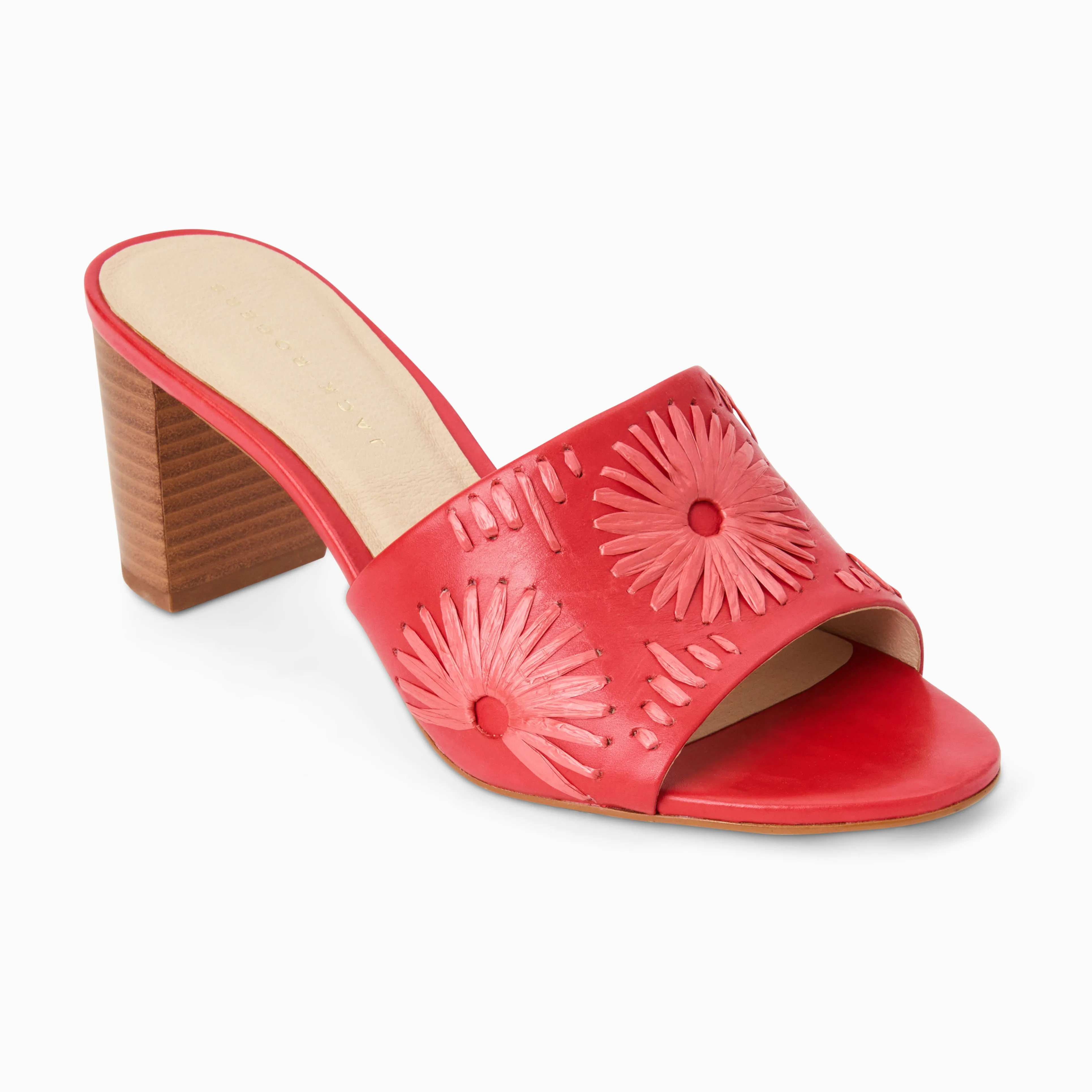 Susie Leather & Raffia Sandal Heel Soft Insole Bold Glam