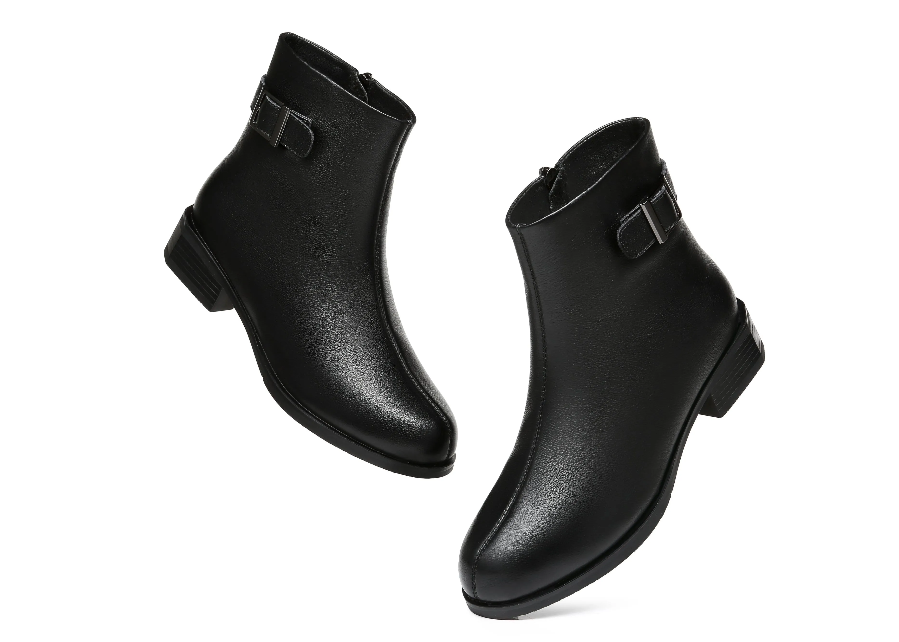 TARRAMARRA® Women Ivana Black Leather Buckled Chelsea Boots