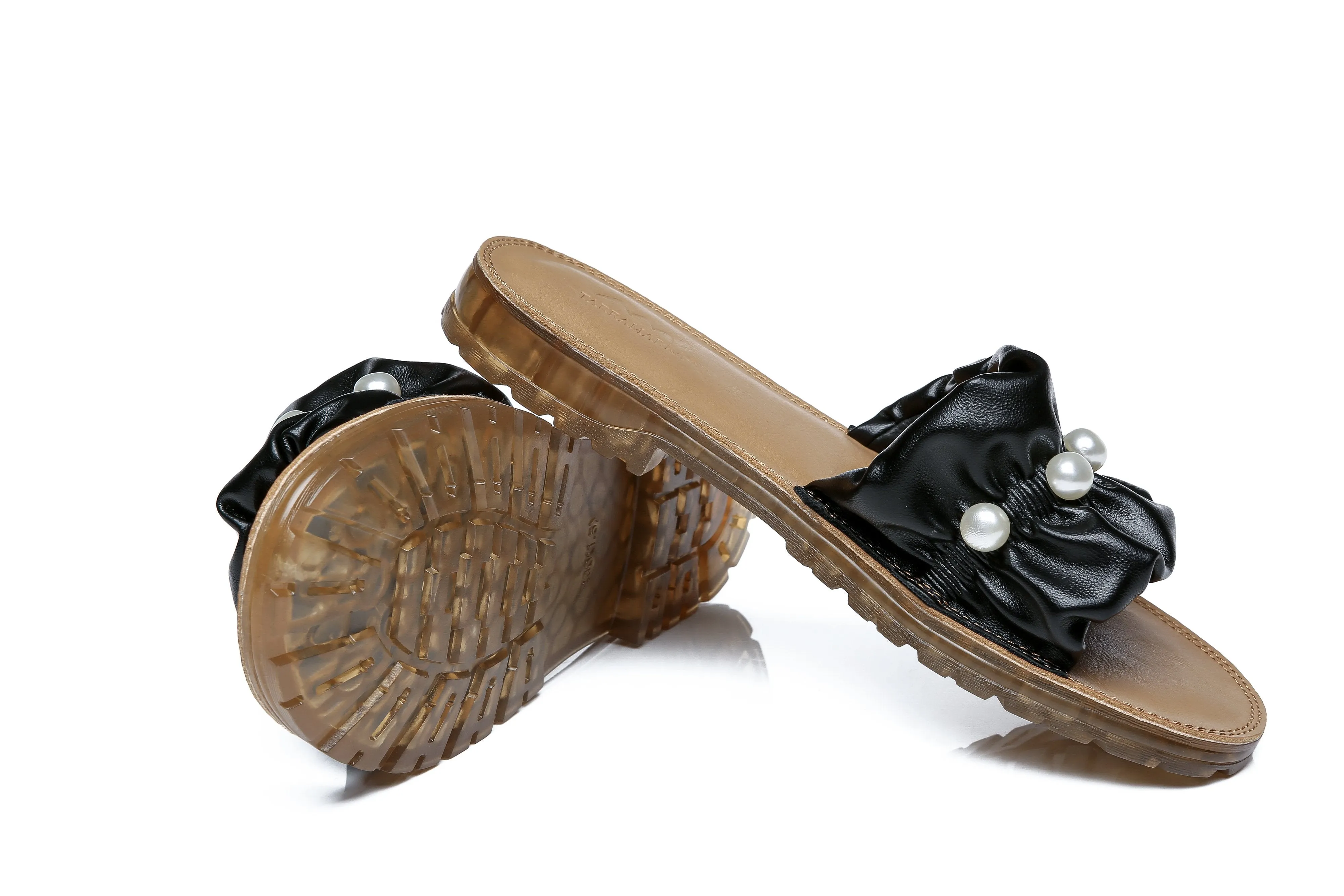 TARRAMARRA® Women Linita Leather Flat Slides With Pearls