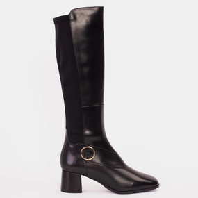 Trendy Sturdy Frame The Windsor Black Leather Knee High Women Boot