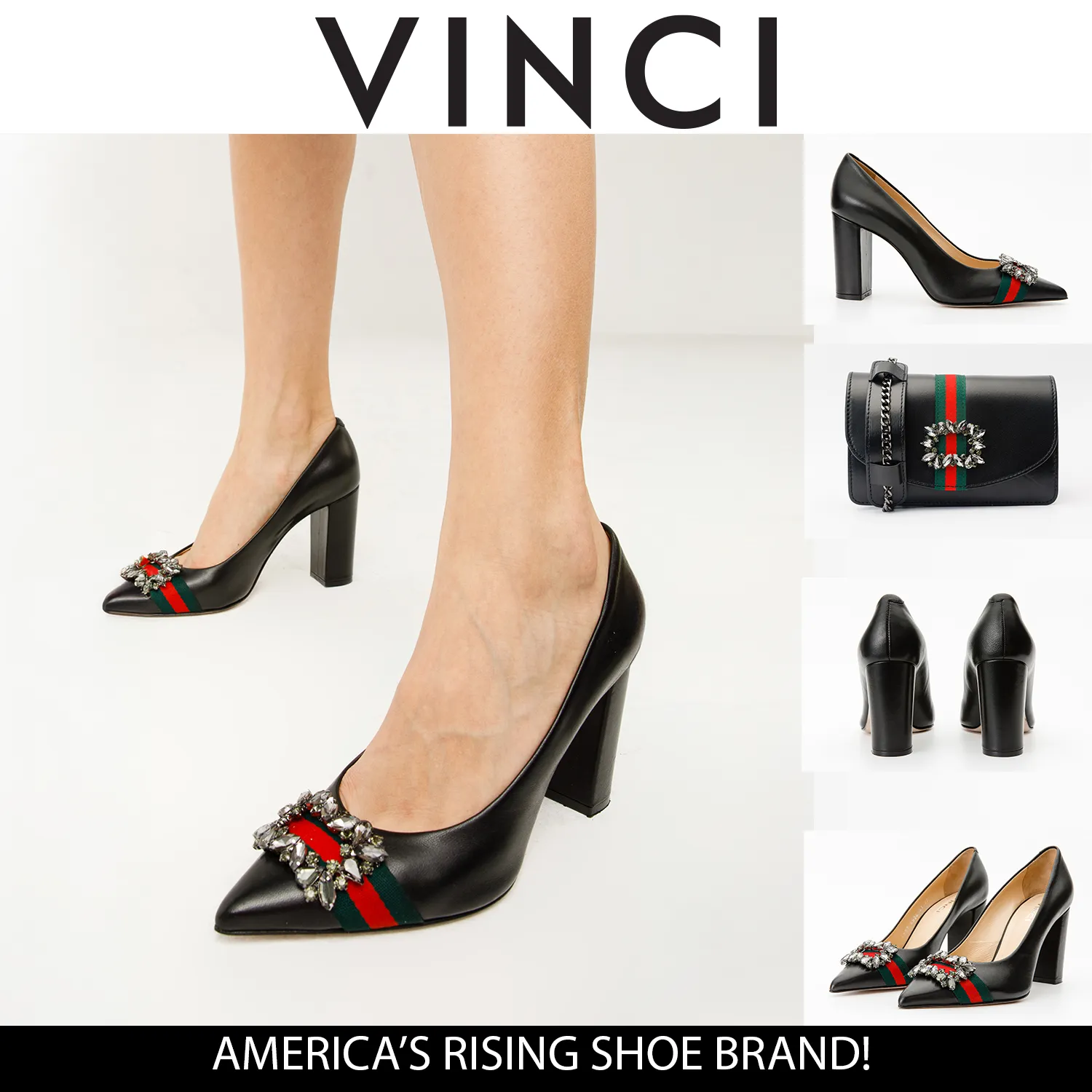 Peep Cut The Afega Black Leather Block Heel Pump Women Shoe