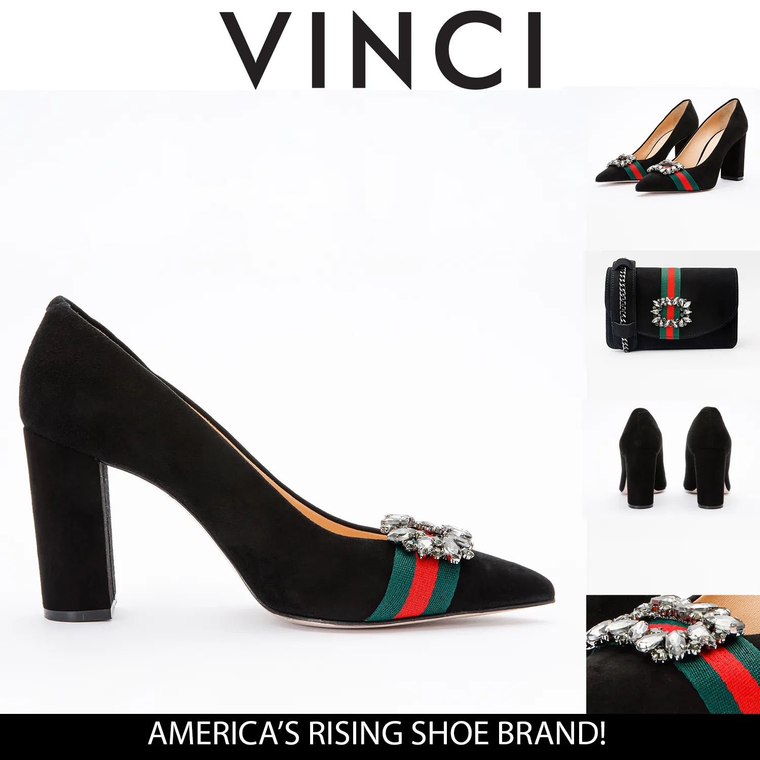 Glamorous Appeal Luxury Dress Shoes The Afega Black Suede Leather Block Heel Pump Women Shoe