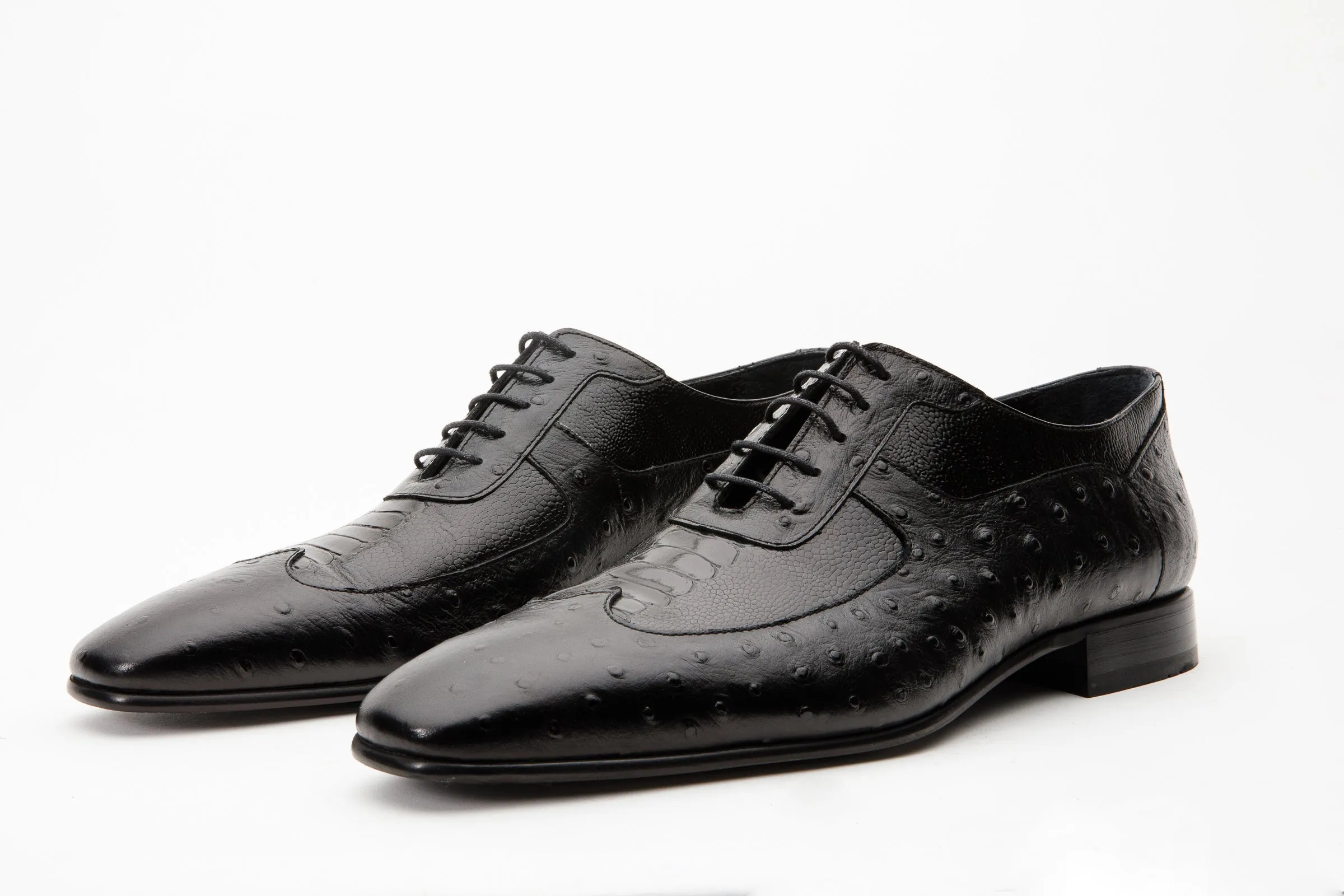 stage look Medium Heel The Alabama Black Wingtip Oxford Men Shoe