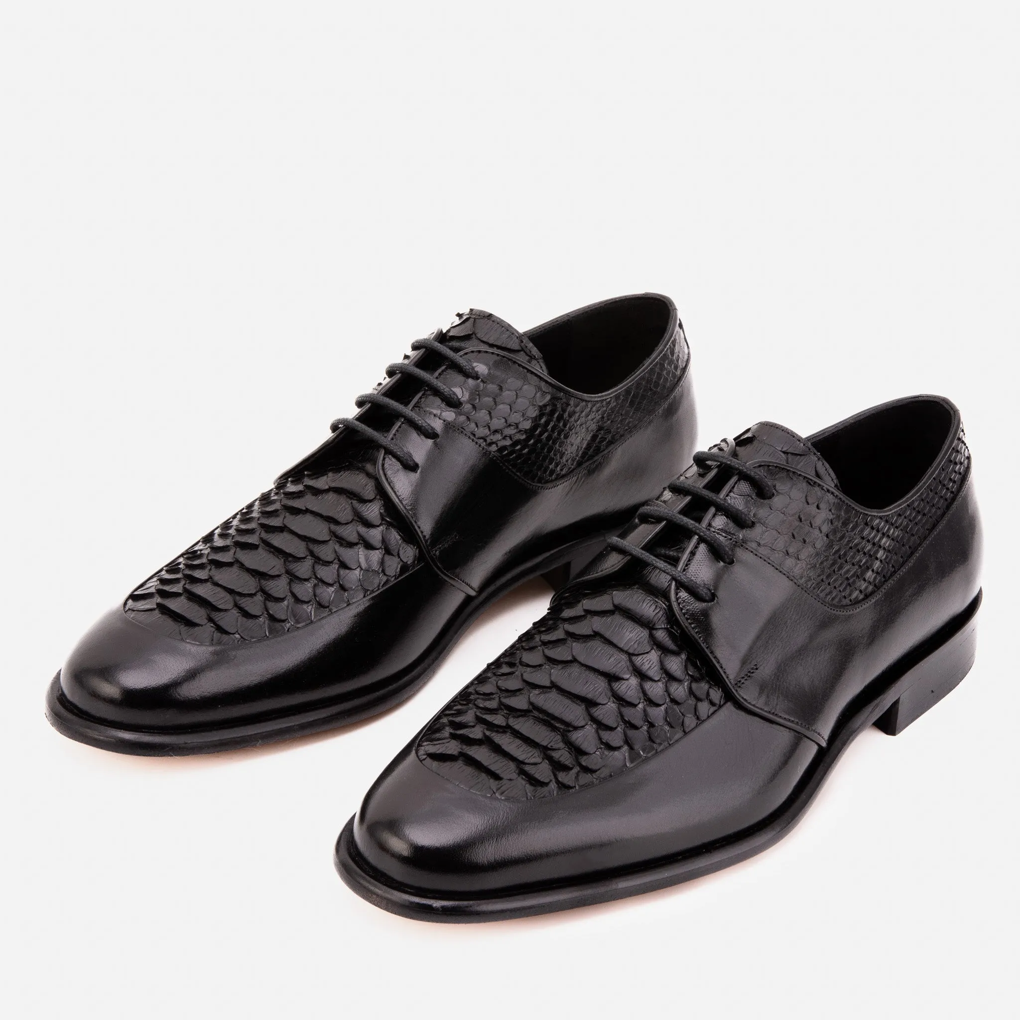 The Arven Black Python Leather Men Shoe Client Dinner Crisp Fit