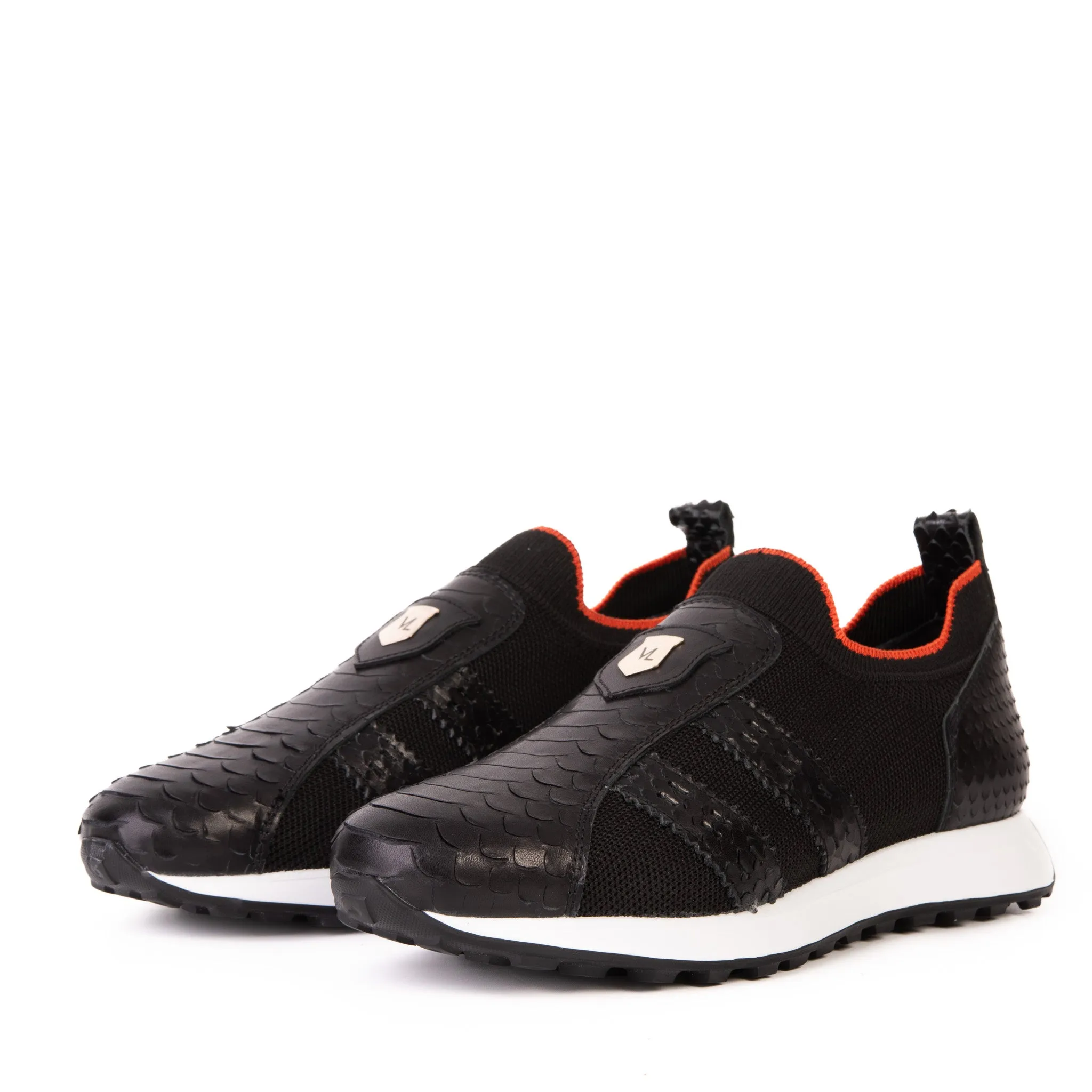 The Aslan Black Knitted & Leather Men Sneaker Streamlined wear