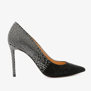 Boho Spark Timeless Wear The Bago Black & Silver Glitter Leather Pump Women Shoe