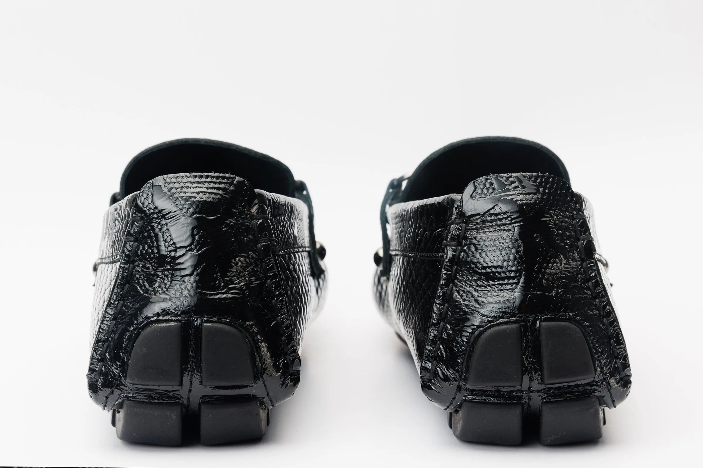 Consistent Pace The Bologna Black Leather Bit Drive Loafer Men Shoe