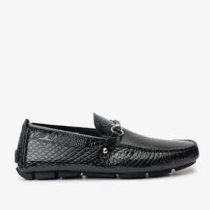 Formal Sharp Arch Lift The Bologna Black Leather Bit Drive Loafer Men Shoe